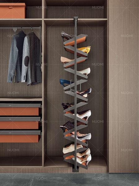 360&deg; rotating shoe section with 12 shelves (Wine red)