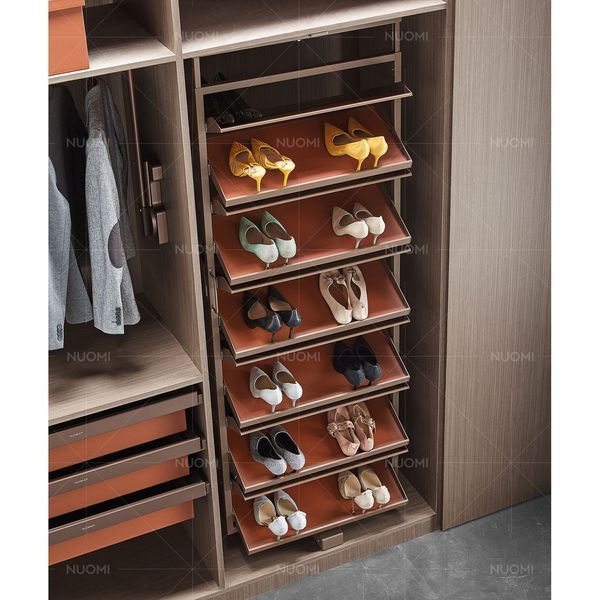 360&deg; rotating shoe section with 12 shelves (Wine red)