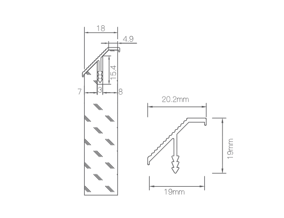 Edge bonding handle 45degr type (Matte black)