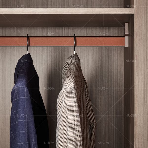 Clothes Rail Covered Leather (Wine red) (564 mm)