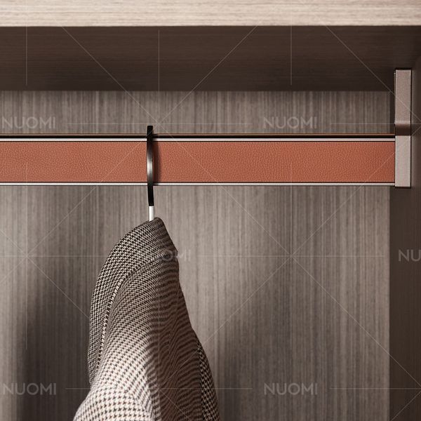 Clothes Rail Covered Leather (Wine red) (564 mm)