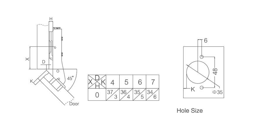Buffering Hinge 45&deg; (Special Series)