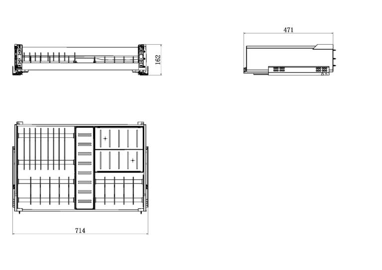 Multifunctional drawer 600 mm (Elegant gray)