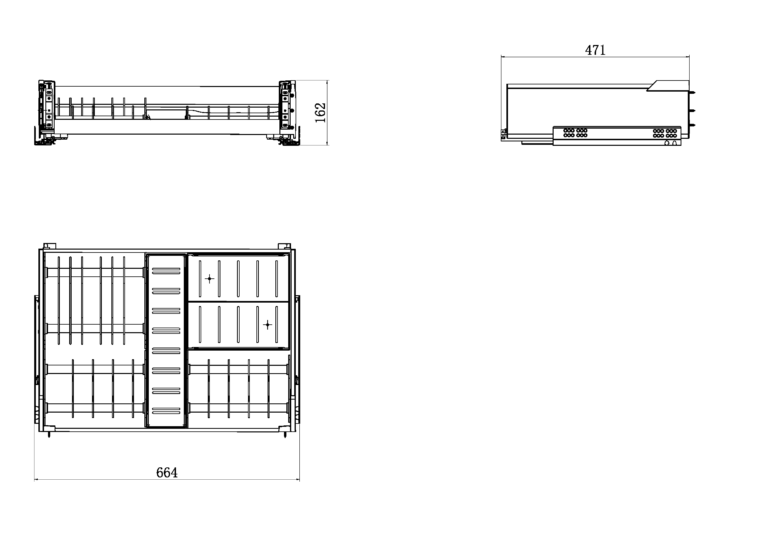 Multifunctional drawer 600 mm (Elegant gray)