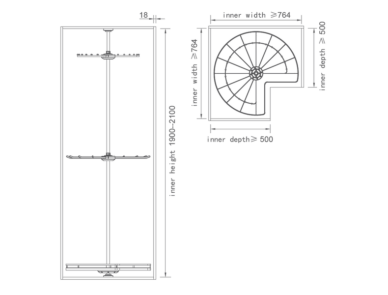 High Rotatable Multifunctional Shelf (Elegant gray)