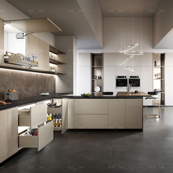 Pull-out cargo with cutlery shelf 400 mm (Elegant grey)