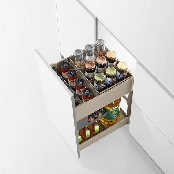 Pull-out cargo with cutlery shelf 400 mm (Elegant grey)