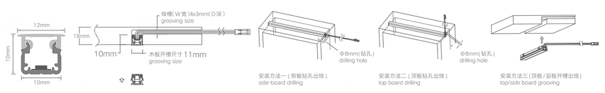 Ultra-thin recessed COB profile with backlight and surface-mounted diffuser (11*10, 3000mm, 9.8W) (Elegant gray)